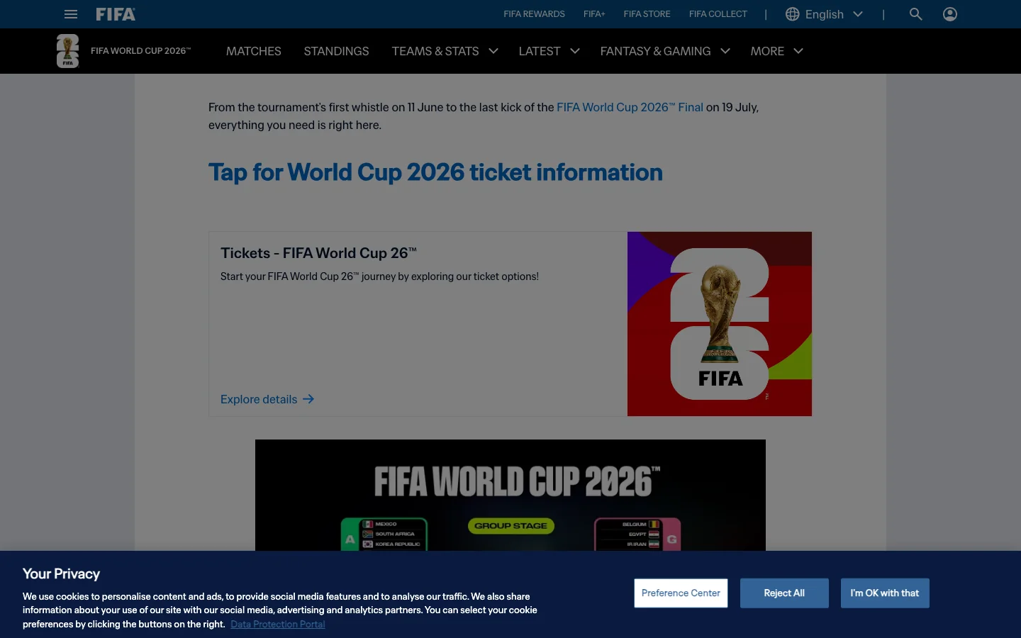 World Cup 2026 groups and schedule on official FIFA page